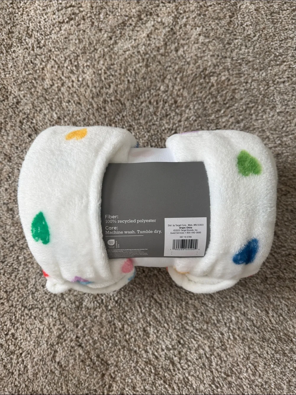 Novelty Recycled Printed Hearts Plush Throw Blanket